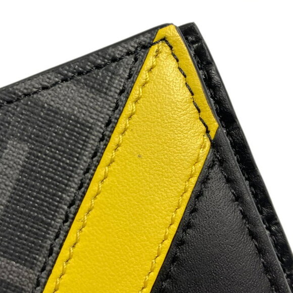 Fendi Leather Bifold Wallet Gray Yellow Black - Picture 8 of 8
